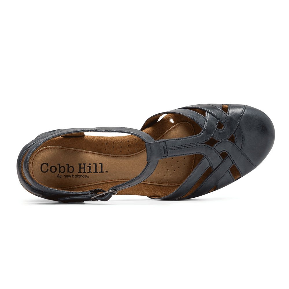 Rockport Womens Sandals Navy - Cobb Hill Aubrey T-Strap - UK 842-ODLSJF